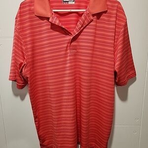 Grand Slam Coral Striped Polo Shirt
